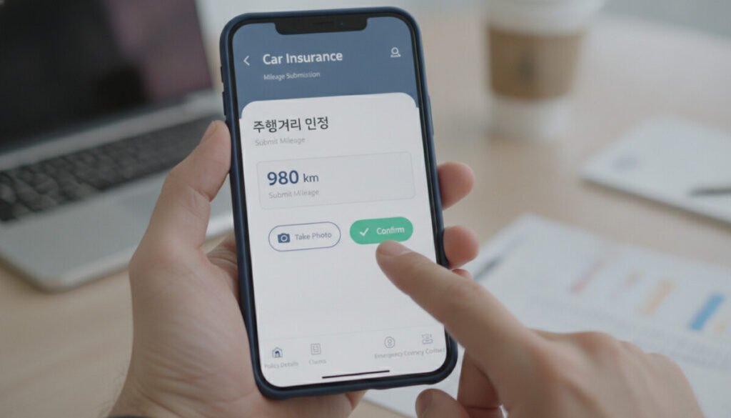 스마트폰으로 주행거리 계기판 인증하는 모습