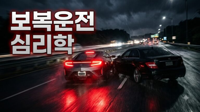 보복운전 심리학 5가지 - 두 차량의 위협적인 근접 주행 장면