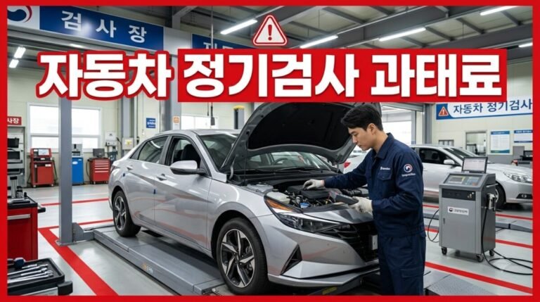 자동차 정기검사 과태료 5가지 - 검사소에서 점검받는 차량 모습
