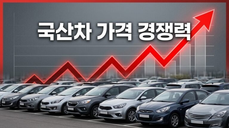 국산차 가격 경쟁력 5가지 진단 - 상승하는 가격 그래프와 차량들
